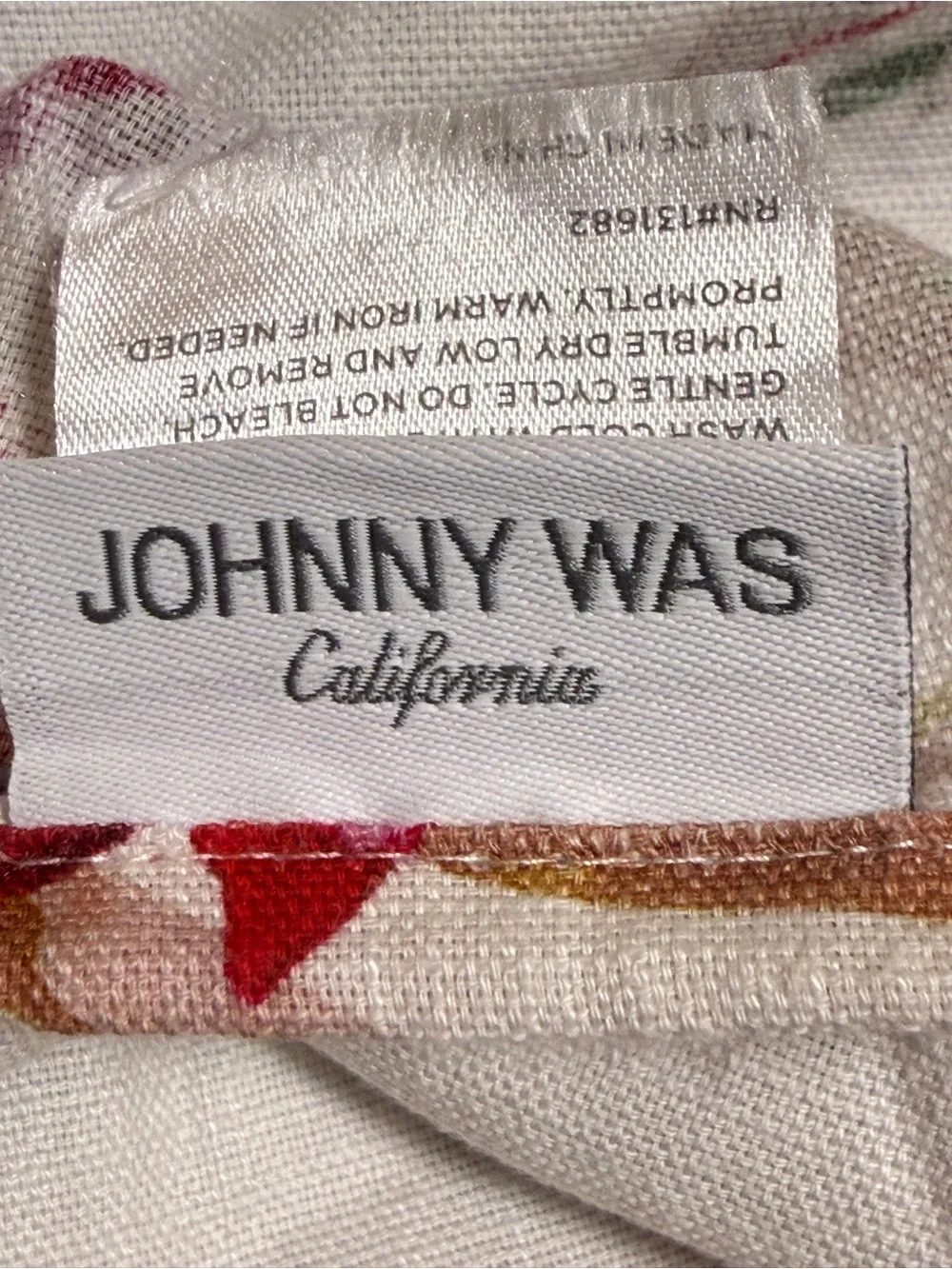 Johnny Was Kirby Standard Pillow Sham 100% Cotton Floral Bird 21x27